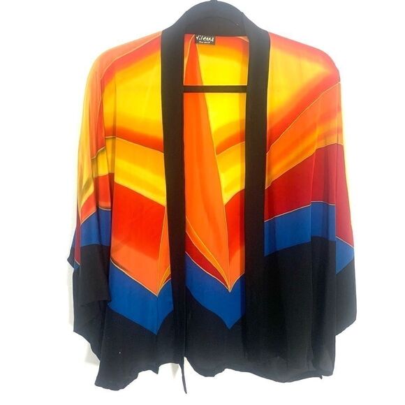 Vintage Silk Art to Wear Retro 70’s Geometric Kabuki Jacket - Picture 13 of 15